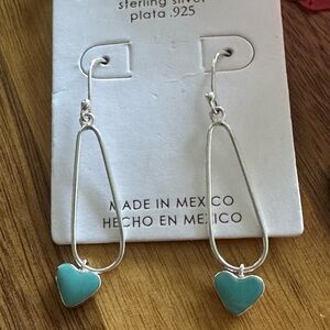 Seed and sage sterling Silver 925 and Turquoise Heart Earrings